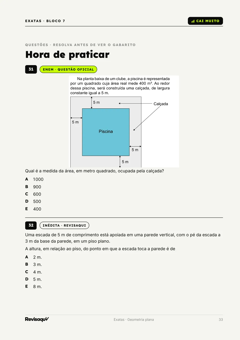 Exatas: página de questões